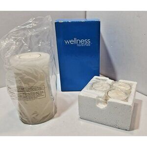 Vtg Wellness Mood Candle with 4 Scented Tea Lights Battery Operated White NIB